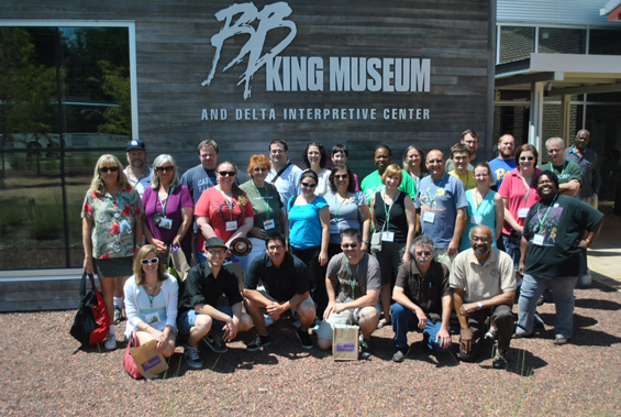 Participants in The Delta Center for Culture and Learning workshop gather for a photo at the B.B. King Museum, in Indianola.